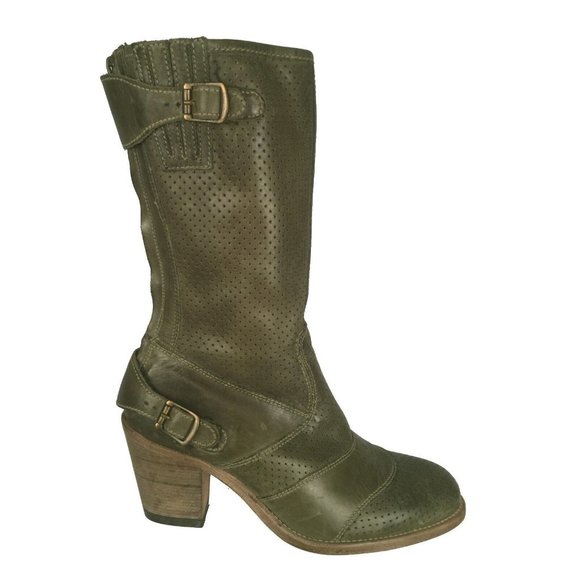 Belstaff NIB Distressed Green Roadmaster Boots Shoes Leather - Picture 1 of 1